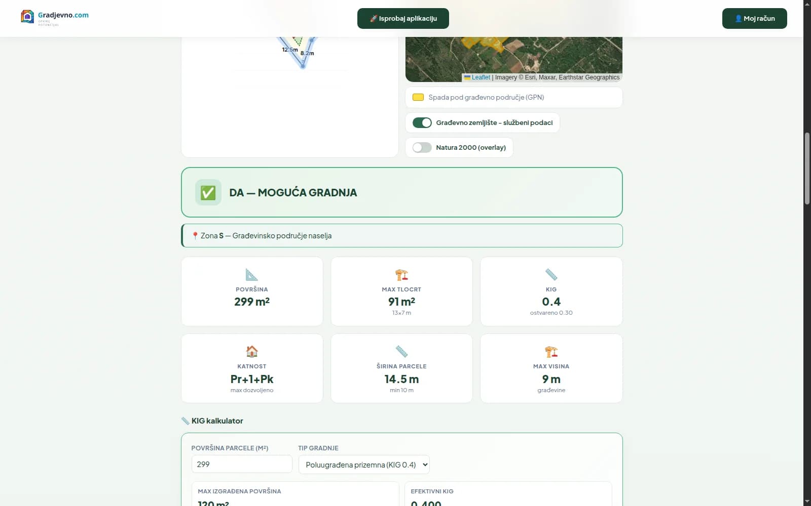 Gradjevno.com — snimak sučelja u produkciji
